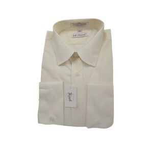 ST. PATRICK MENS IVORY EASY/CARE FRENCH CUFF CURVED COLLAR DRESS SHIRT. C205